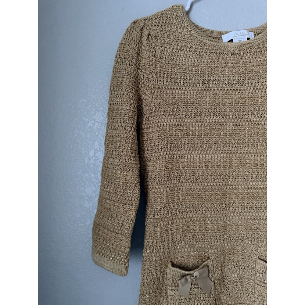 Lilly Pulitzer Rhysa Bow Accent Sweater Dress Rattan Metallic Marl Size XS NWOT - Picture 8 of 8
